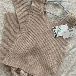 Ganni bow back sweater vest cropped knit top